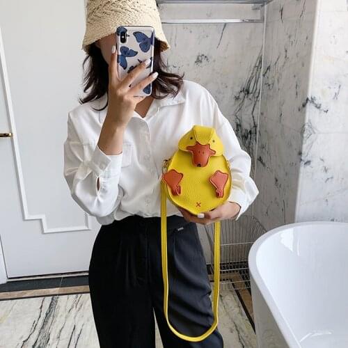 Fashion Cartoon Duck Womens 2021 Cute Girls Satchel Fashion Color Contrast Single Shoulder Messenger Bag Purses And Handbags