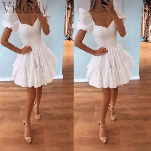 Women Elegant Solid Color Ruched Short Sleeve A-Line Dress