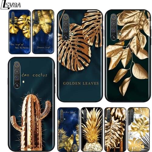Golden Cactus Banana Leaf for OPPO Realme V15 X5 X3 X50 X7 X2 C17 C11 C3 C2 7 7i 6 6S 6i 5 Narzo 20 Pro Black Phone Case