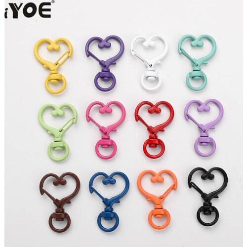 10pc/lot Heart Shape Keychains Lobster Clasps Hooks Key Chain Key Rings for DIY Trinkets Pom Pom Keychain Jewelry Findings