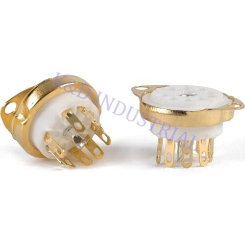 2pcs Ceramic Valve Tube Socket 9Pin Gold Plate Chassis B9A Base 6922 6N11 12AX7 Audio DIY amp