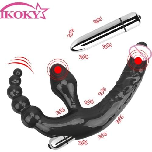 Strapless Dildo Vibrators Double-heads Vibrator Anal Plug Vibrator Anal Beads Prostate Massager for Women Couple Lesbian