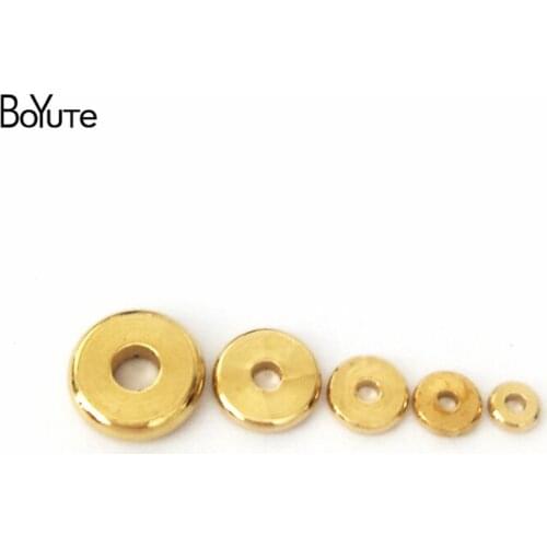 BoYuTe (100 Pieces/Lot) 3MM 4MM 5MM 6MM 7MM 8MM 10MM 12MM Round Metal Brass Diy Loose Spacer Beads for Jewelry Making