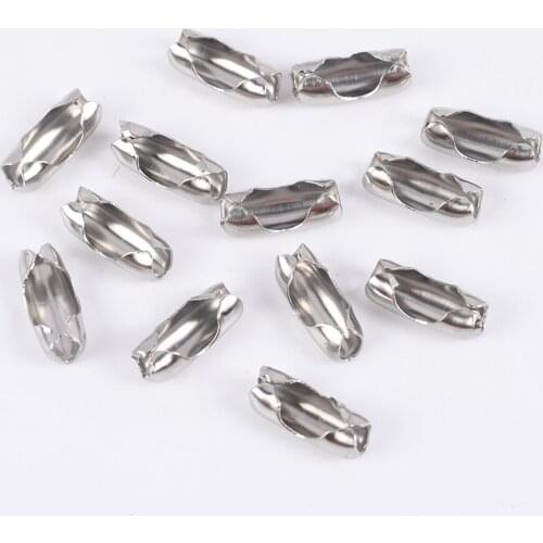 50Pcs/Lot 1.5-3.2mm Stainless Steel Ball Chains End Clasps Beads Chains Connector Crimp For Jewelry Making Supplies