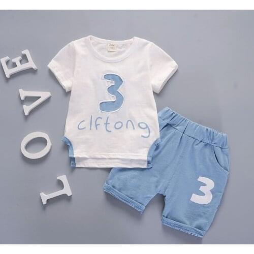 2020 New Summer Children Leisure Clothing Suit Baby Boys Girls letters T Shirt Shorts 2Pcs/sets Kids Infant Fashion Clothing set