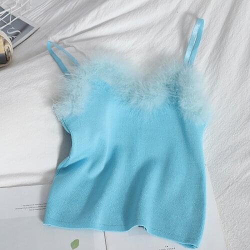 Heliar Women Cashmere Crop Top Spring Camis Spaghetti Strap Tank Slim Camisole Soft Girl Knitted Vest Baby Tee Y2k Tops Clothes