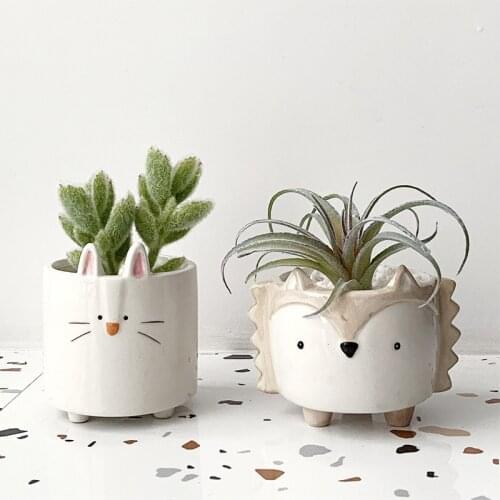 Cartoons Ceramic Flowerpot Plant Animal Cute Vase Succulent Planter Cactus Potted Garden Bedroom Desktop Indoor Home Decoration