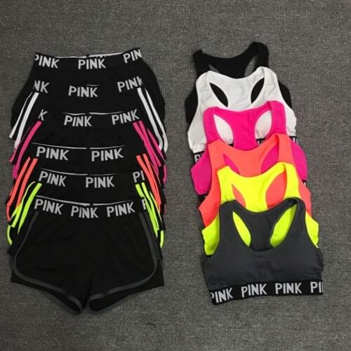 Yoga set sports bra two-piece suit yoga fitness female fake two-piece vest shorts suit quick-drying and breathable Letter racer