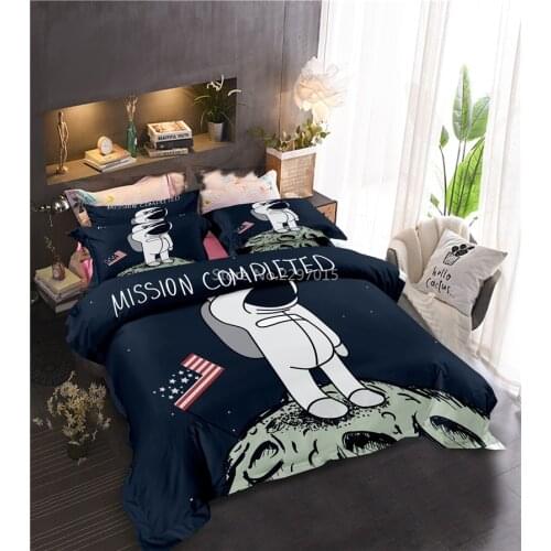 Universe Astronaut Pattern Duvet Cover with Pillowcase 3d Bedding Set Single Double Twin Full Queen King Size for Bedroom Decor