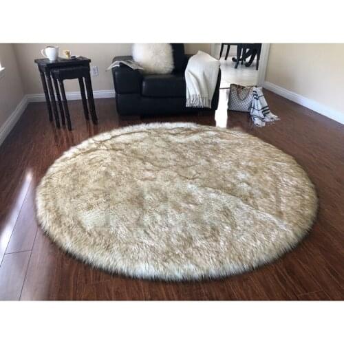 Round long hair fluffy carpet and area carpet soft Faux Fur wool carpet living room decoration bedroom mat white bedside blanket