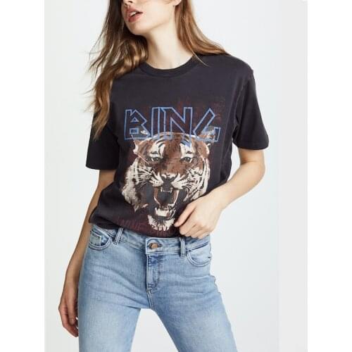 Summer Women Black Letter Print Loose Fashion New Cotton T-Shirt Female Casual Designed Tee Ladies Slim Short Sleeve Tops ML139