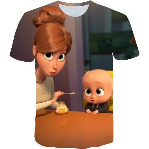 Hot Sale 2021 Children 3D Kid Boss Cartoon Character Printing Boys T-Shirts Summer Baby Cropped Fashion Clothes Girls TeensTops