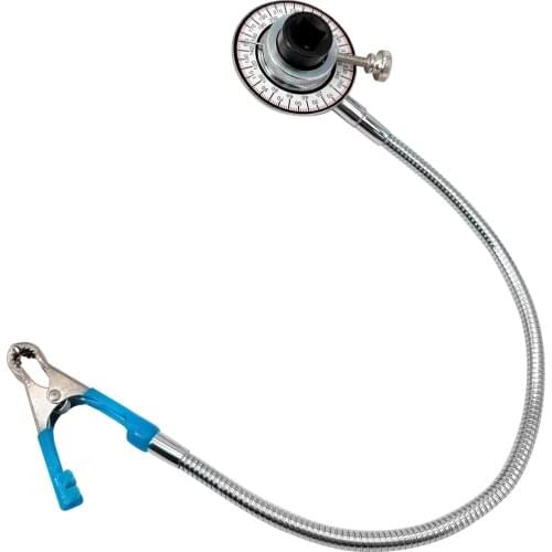 Metal Torque Angle Meter 1/2 inches Drive Wrench Angle Gauge, 50cm/20in Flexible Arm with Clip