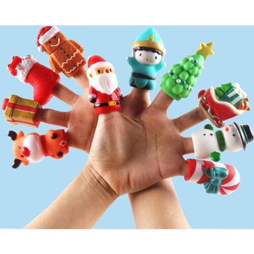 Cute Mini Christmas Finger Doll Funny Toy Cartoon Santa Elk Snowman Cot Parent-Child Interactive Game Decor Hand Toy Xmas Gift