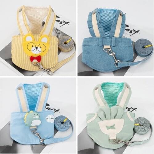 Cute Cat Dog Harness And Leash Set Breathable Dog Vest Harness For Small Dogs Walking Rope Outdoor Puppy Chest Strap Lead Belts