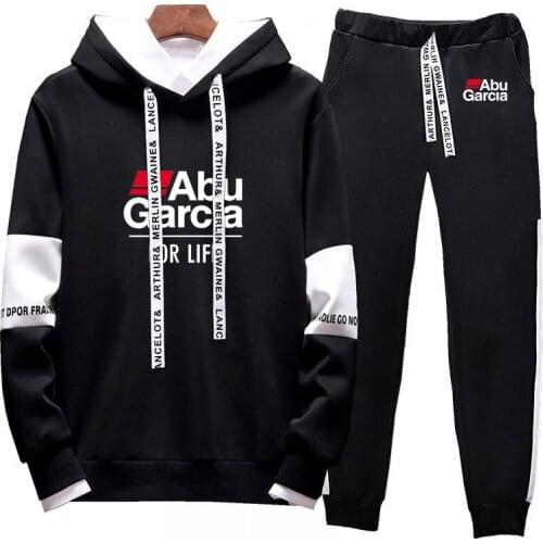 Mens ABU Garcia 2 Pieces Sets Tracksuit Hooded Sweatshirt+pants Pullover Hoodie Sportwear Suit Classic Casual Clothes Tracksuit