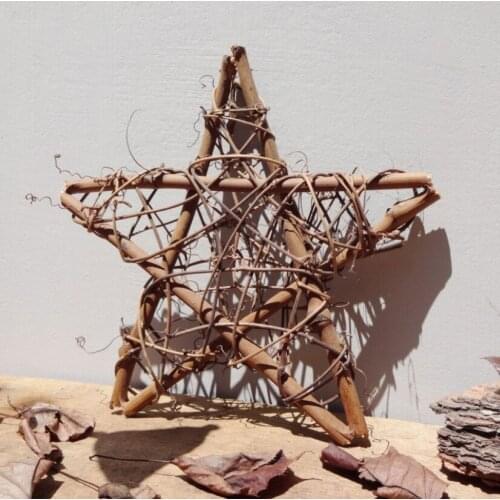 1PC Rattan Five-Pointed Star Natural Dried Flowers Handmade Craft Hanging Wreaths Shop Window Decoration Fourth Gardening