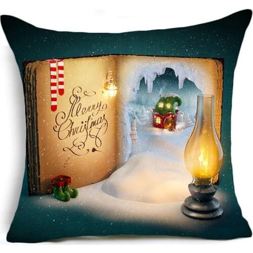Christmas Snow View Cabin Series Decorative Pillowcase Home Holiday Decoration Gift Sofa Cushion Cover 45x45cm