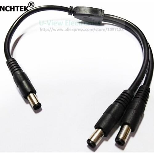 NCHTEK 18AWG DC 5.5x2.1mm Male to Dual DC 5.5*2.1mm Male Plug Connector Adapter Cable About 30CM/Free DHL Shipping/100PCS
