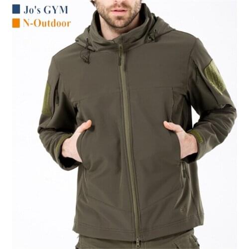 New Men Shark Skin Softshell Jacket Quality Lightweight Warm Waterproof Windproof Tactical Military Hooded Coat Outdoor Hiking