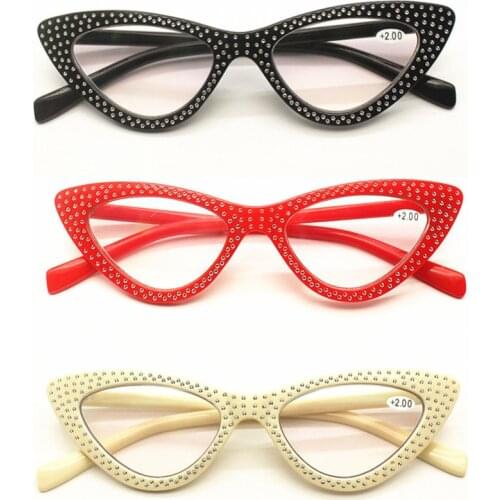 Iboode Cat Eye Reading Glasses Women Lightweight Diamond Presbyopic Eyeglasses Hyperopia Optical Spectacle Female Goggle 2021