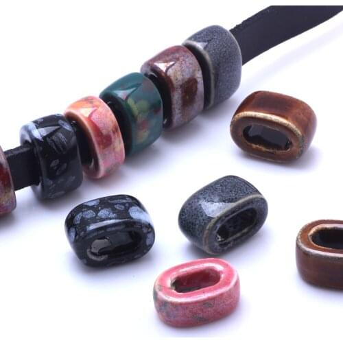 OlingArt 18*13*10MM 10pcs/lot Spot Mixed colors Ceramic square beads Necklace Bracelet DIY Jewelry Making Leather rope