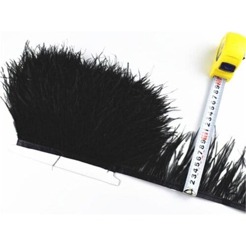 Wholesale 5-10meters Black Ostrich Feather Trims Width 8-10cm Feathers For Crafts Ribbon Clothing Accessories Wedding Decoration