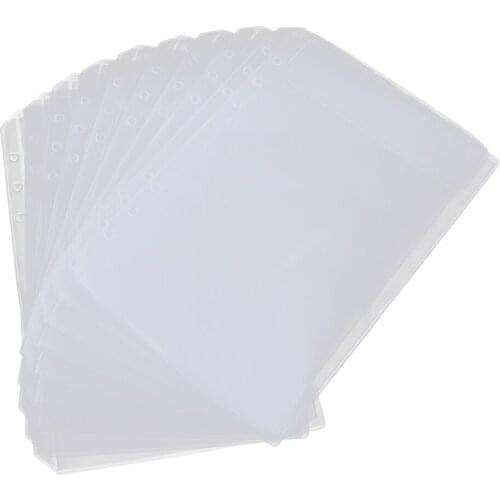 10-Pack Binder Pocket 6 Holes Binder Sleeves PVC Document Filling Bags Binder