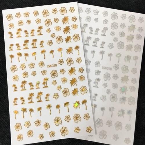 LSK-206 LASER GOLD tree design 3d nail art stickers decal diy nail tool decorations