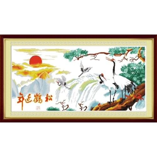 Cranes and pines stand for longevity (1)(having good luck) cross stitch kit DMC 18 14ct 11ct embroidery DIY handmade needlework
