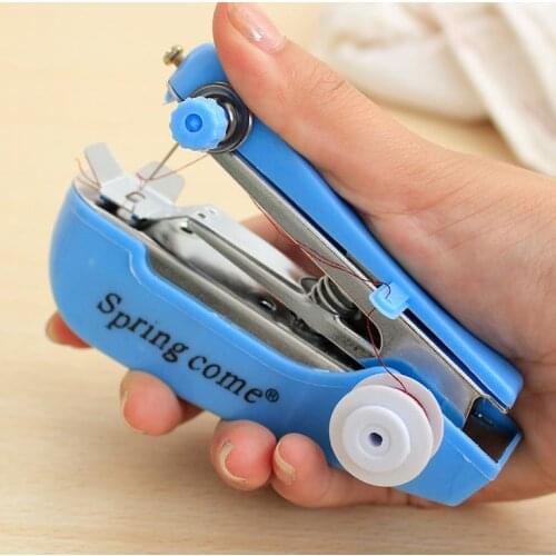 Quevinal Free shipping 100 pcs/lot the New creative household Mini Handheld Portable Clothes Fabrics Sewing Machine
