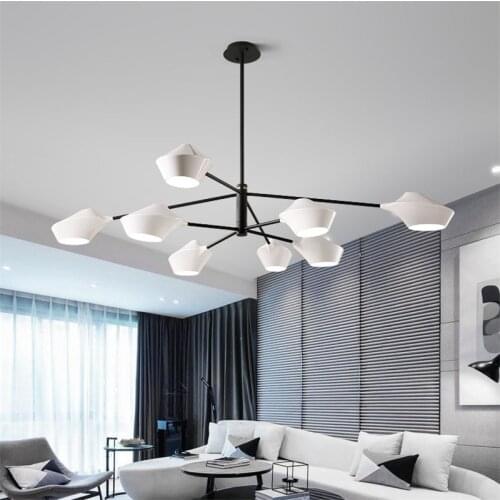 Modern Rotary Iron Chandelier Metal Acrylic LED lamp Horn Head Suspension Living Room Light Restaurant Bedroom lighting G868