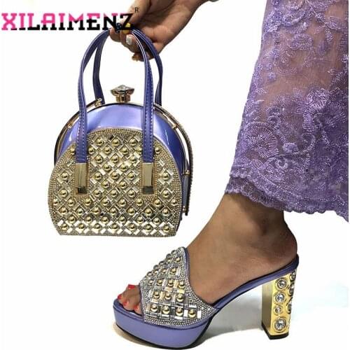 Special Design Summer Style Slippers And Matching Bag Set Fashion 10CM High Heels Shoes And Bag Set For Wedding On Sale