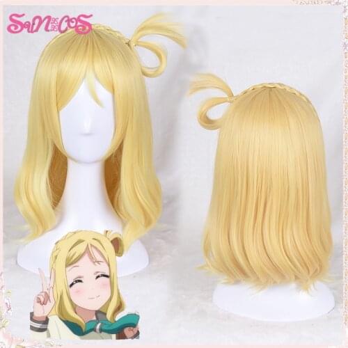 SUNXXCOS Ohara Mari Wigs Love Live Sunshine Cosplay Wig Yellow Synthetic Hair Mary O'Hara Heat Resistant Costume Free wig Cap