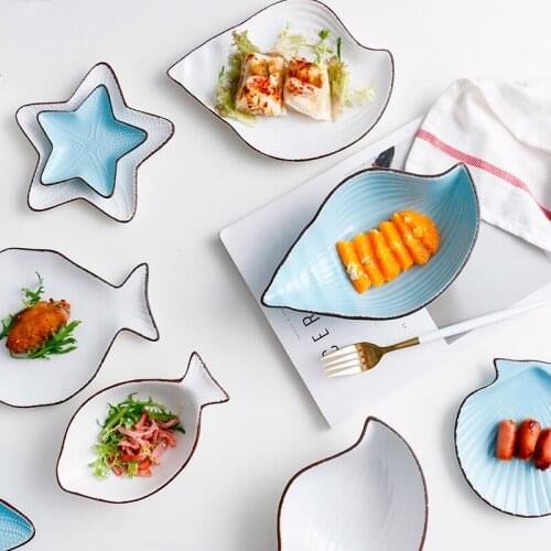Creative ocean fish dishes card overall ceramic dishes plate dishes fruit breakfast plate saucer set tableware dishes