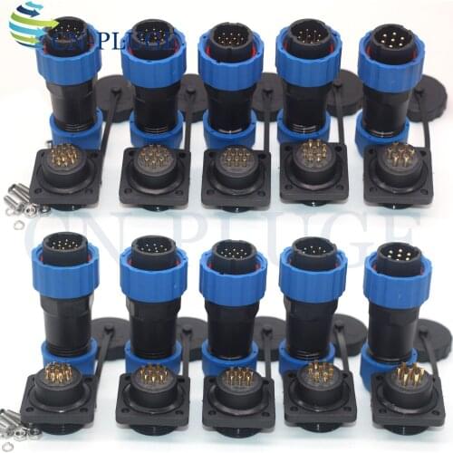 SP20 Type 1 2 3 4 5 6 7 9 10 12 14 Pin Waterproof Connector Wire Connector Plug & Socket Male And Female IP68