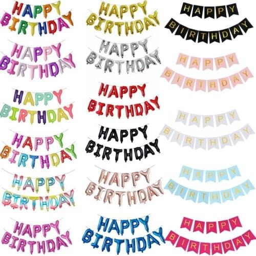 Happy Birthday Party Balloon Letters Alphabe Rose Gold Foil Balloons Kids Birthday Party Decoration Baby Shower Helium Globos