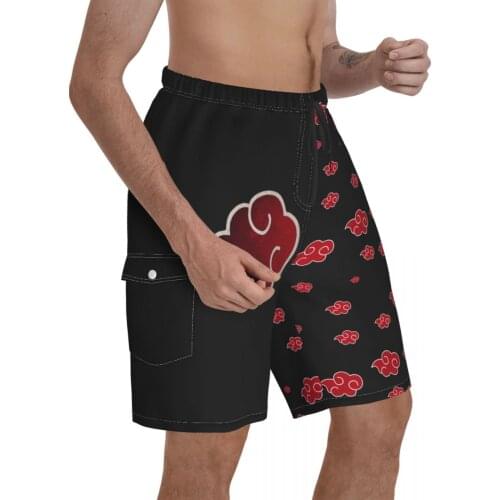 Japan Anime Akatsuki Promo Male Shorts Pocket beach pants Causal Sasuke Breathable Quick Dry Print Novelty