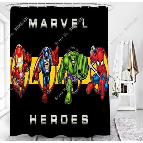 The Avengers Spiderman Shower Curtain Cartoon Hero Custom Captain America Iron Man Hulk Waterproof Bathroom Boys Bath Curtains