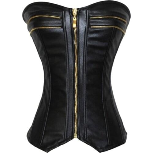 Zip-Up Dress Bottoming Corset Leather Court Corset Sexy Underbust Waist Trainer Corset Corselet Corsets And Bustiers Tops Women