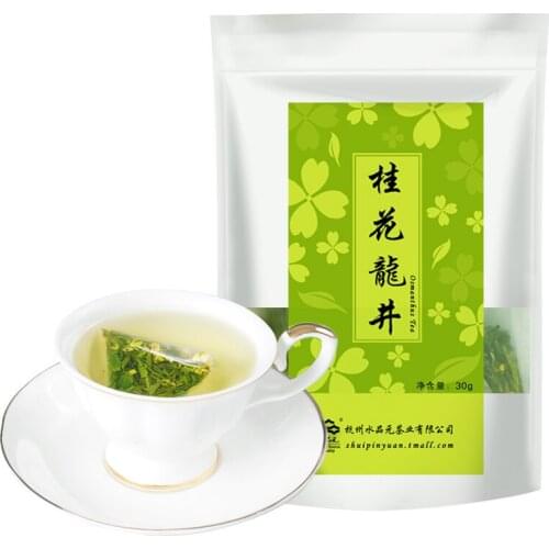 Dragon Well Green Chinese Tea Bags Loose Leaf With Sweet-scented Osmanthus Chinese Flower Green Chinese Teabags 30g