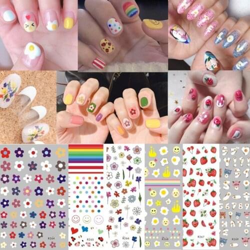 1 Sheet 3D Nail Sticker Curve Stripe Lines Nails Stickers Strawberry Stickers Adhesive Striping Tape Nail Art Stickers