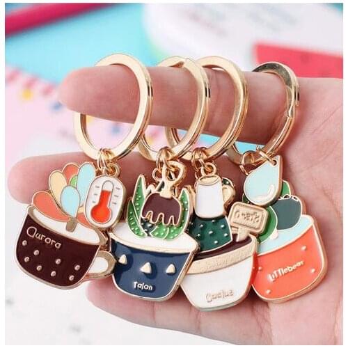 100pcs/lot fedex fast korean style unisex alloy plant keychain woman man plant key ring