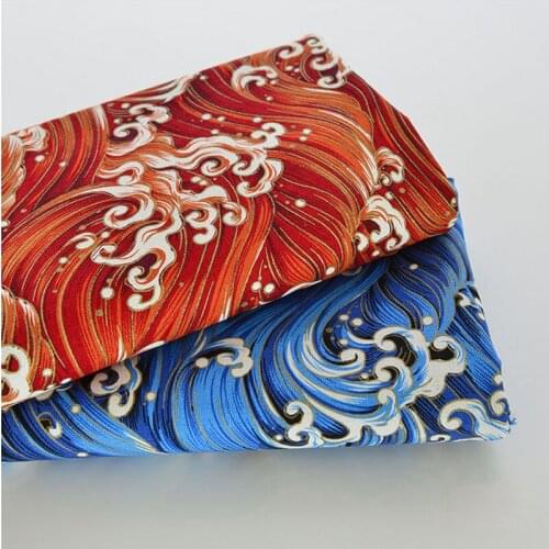 150cmx50cm Sea Wave Bronzing Cotton Fabric Kimono Cheongsam Hanfu Antique Clothing Car Interior Modification Fabric Other Fabric