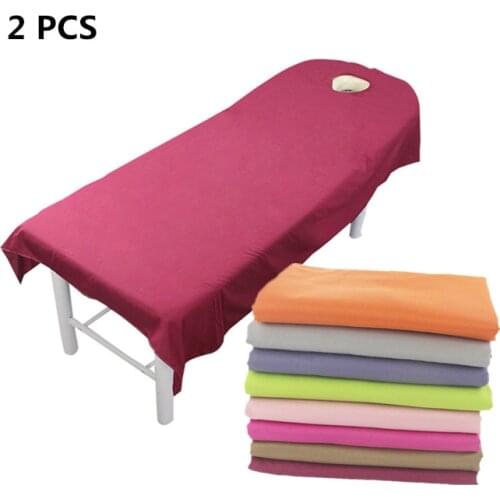 2PCS high-quality Professional Cosmetic Beauty salon sheets SPA massage treatment bed table cover sheets with hole