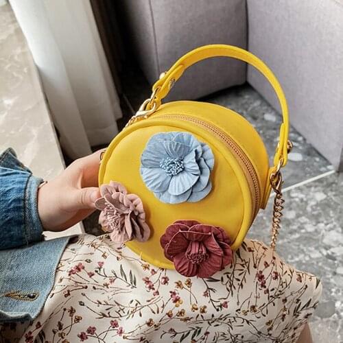 Cute Flower Handbag Purse Simple Diagonal Bag New Trend Babys Mobile Phone Purse For Girl Little Children Small Round Bag