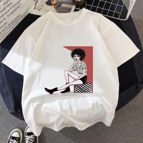 2021 New T Shirt Hand painted beauty Harajuku Ulzzang T-Shirt Femal O-neck Summer Tops 90s Girls Graphic Tee Woman Clothing