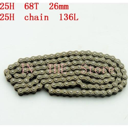 25H Clutch Drum Gear 25H 68T 26mm Sprocket + 25H Chain 136Links For 2 Stroke Minimoto Pocket Bike ATV Quad