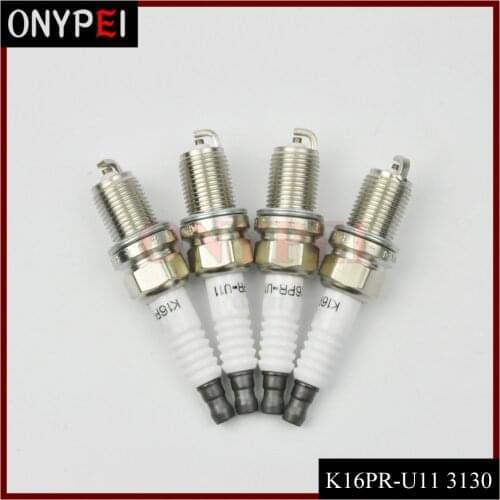 4PCS K16PR-U11 3130 Spark Plug For Hyundai 1 2.0/2.7L Sportage Pajero Hafei Saima Mazda3 1.6L Mazda2 Nickel alloy K16PRU11