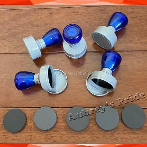 5Pcs Round Circle Transparent Blue HA 45 51mm Blank Holder+7mm Rubber Pad Flash Stamp Machine Selfinking Stamping Making Seal